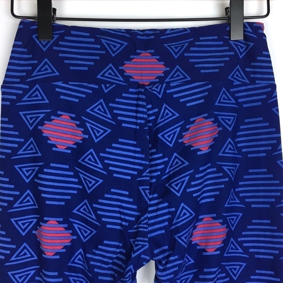 LULAROE Leggings OS One Size Abstract Print Stripe Southwestern Aztec Boho Blue - Picture 5 of 10